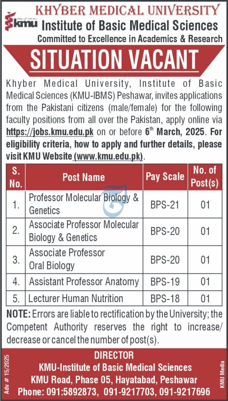 KMU Faculty Jobs – A Golden Opportunity for Academics in Medical Sciences