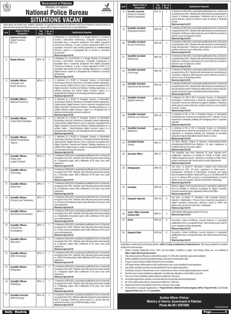 National Police Bureau Announces Multiple Job Vacancies 2025 – Apply Now!