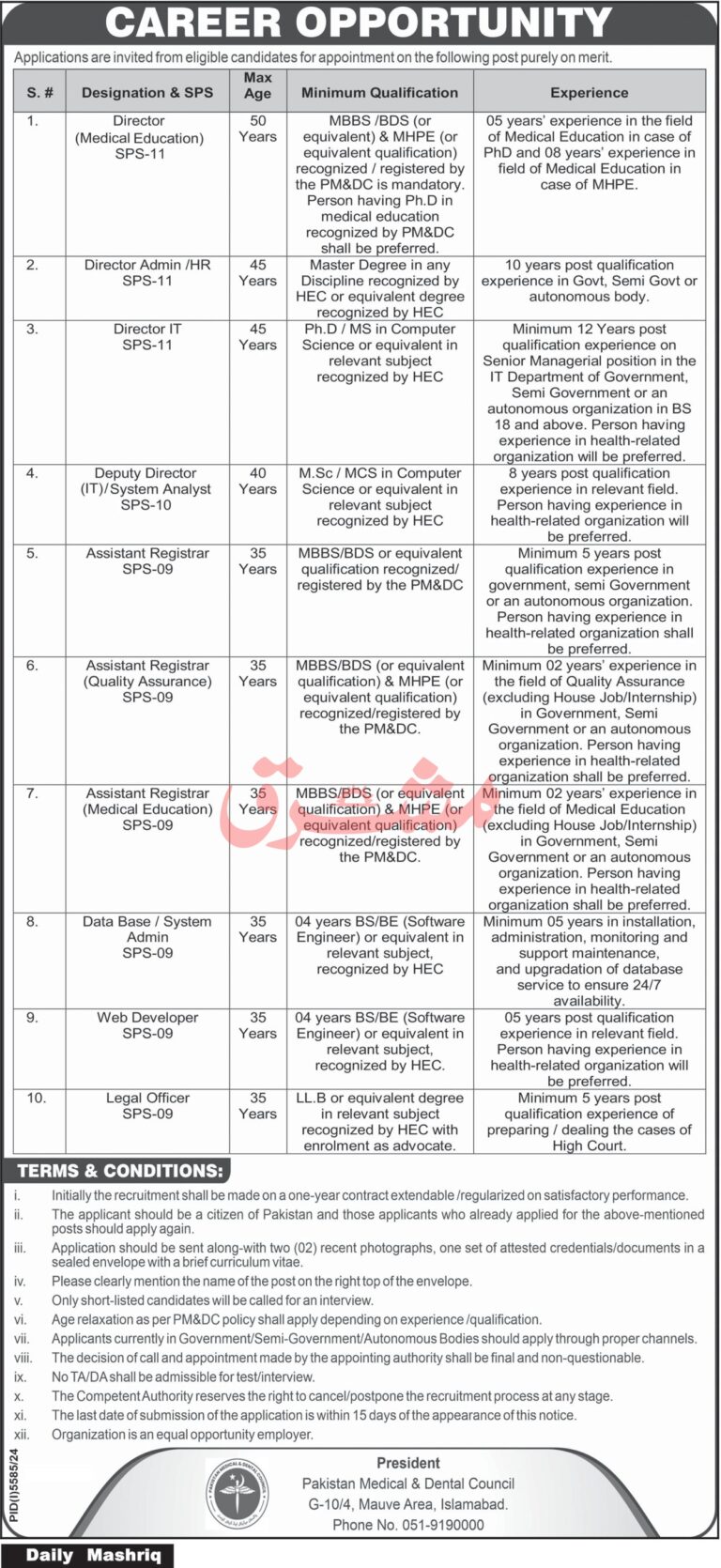 PMDC Jobs Opportunities