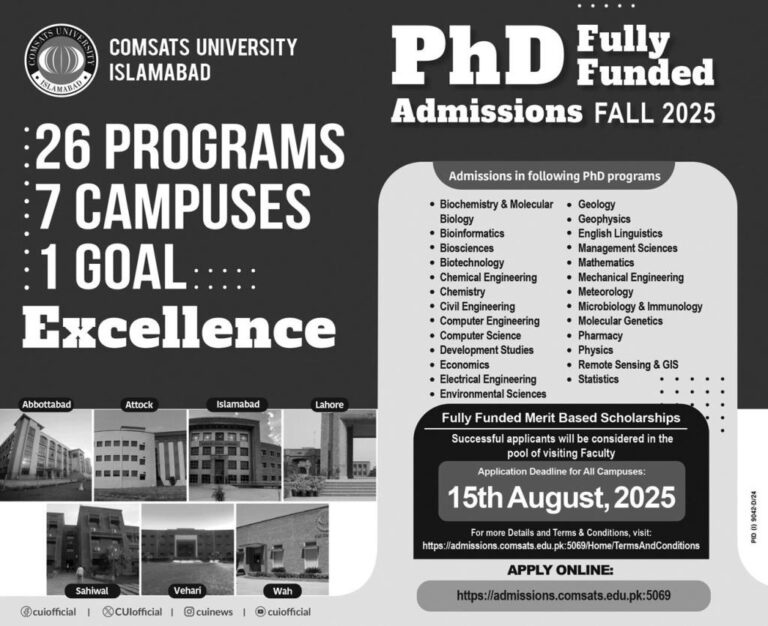 COMSATS University Islamabad Admissions 2025 Programs, Campuses & Scholarships