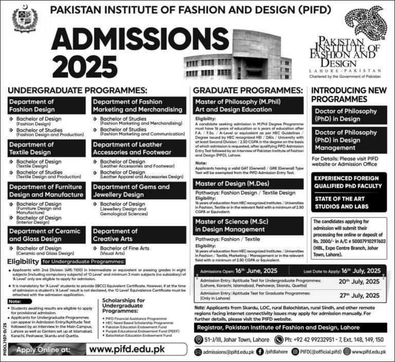 PIFD Admissions 2025 Your Gateway to a Creative Career