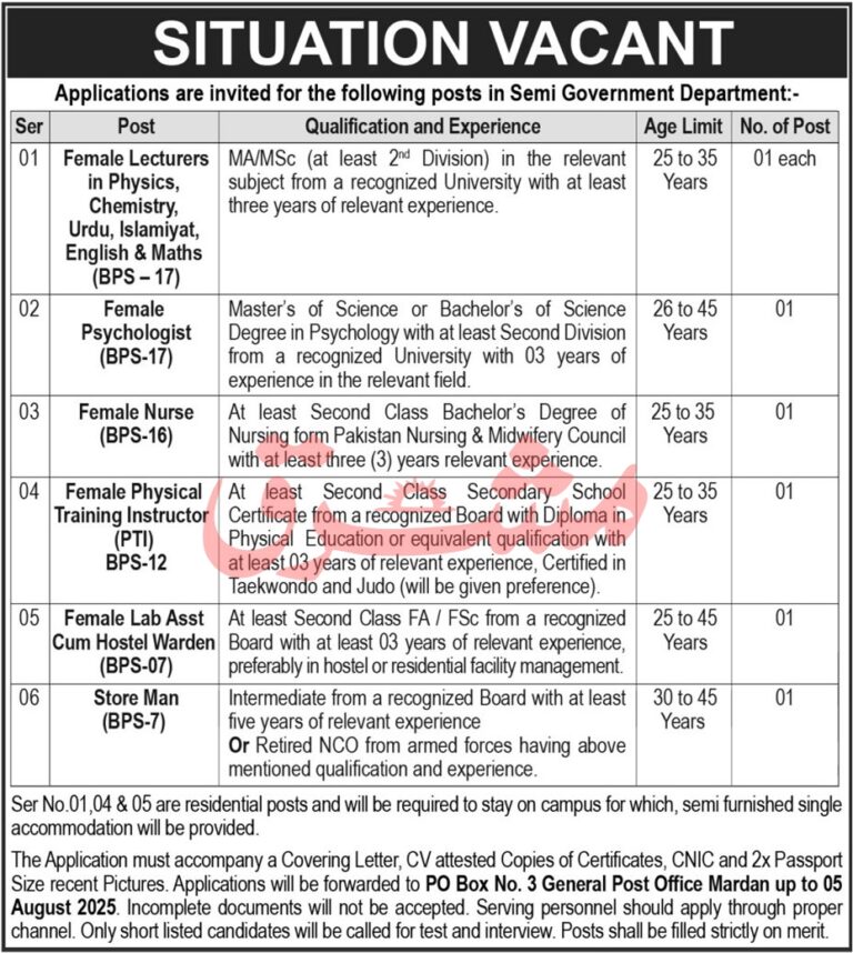Exciting Jobs in a Semi-Government Department 2025 – Apply Now!