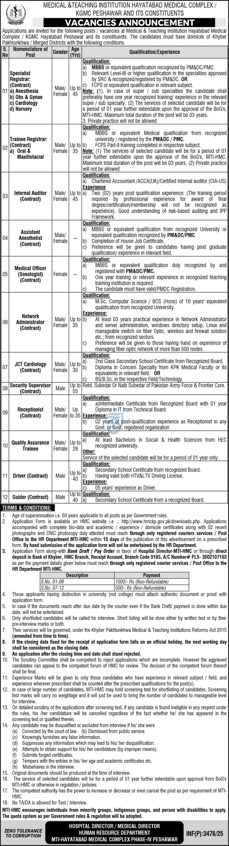 Job Opportunities at Hayatabad Medical Complex, Peshawar 2025 – Apply Now!