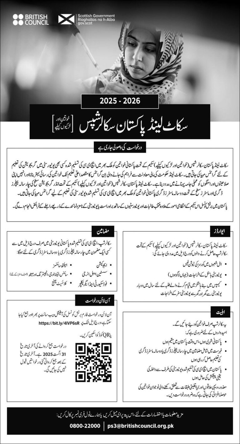 Scotland Pakistan Scholarships 2025–2026 for Women – Apply Now!