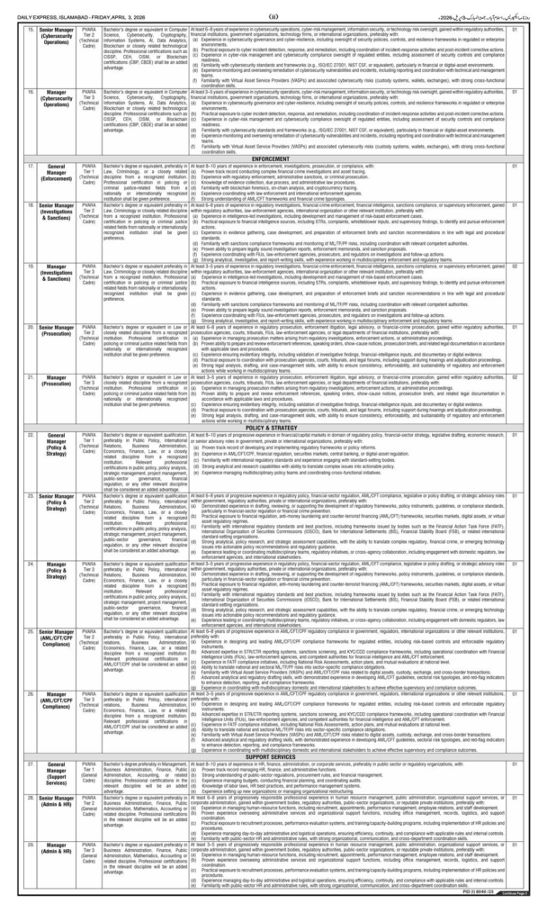 PVARA Jobs 2026 - Pakistan Virtual Asset Regulatory Authority – Apply Online