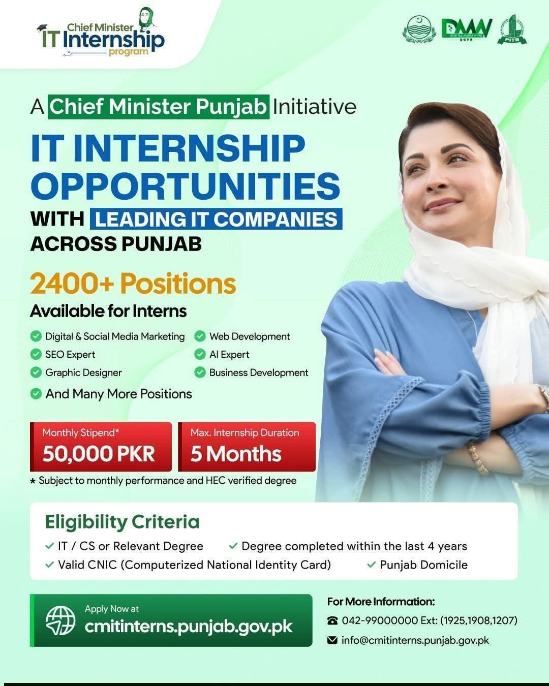Punjab Chief Minister IT Internship Program 2026: Apply Online for 2400+ Positions (Stipend 50K)