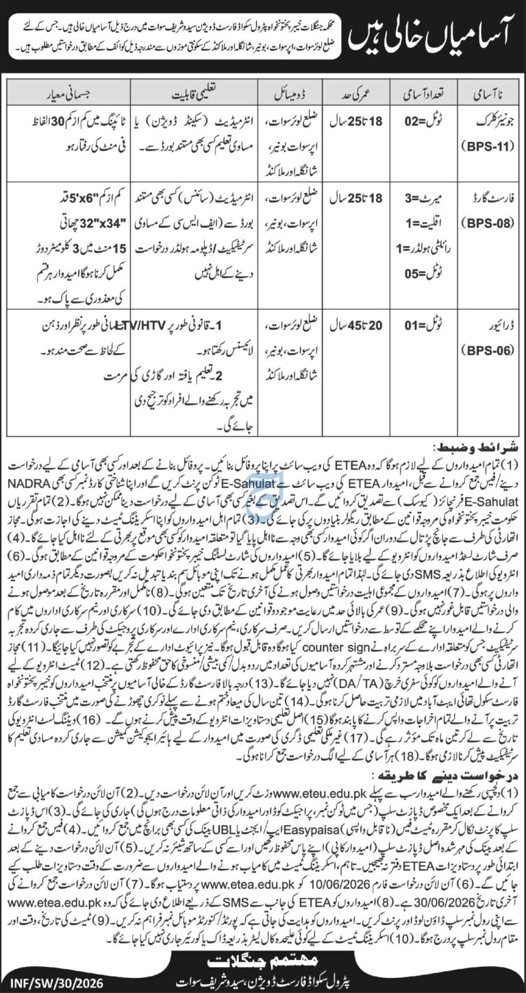 KP Forest Department Swat Jobs 2026