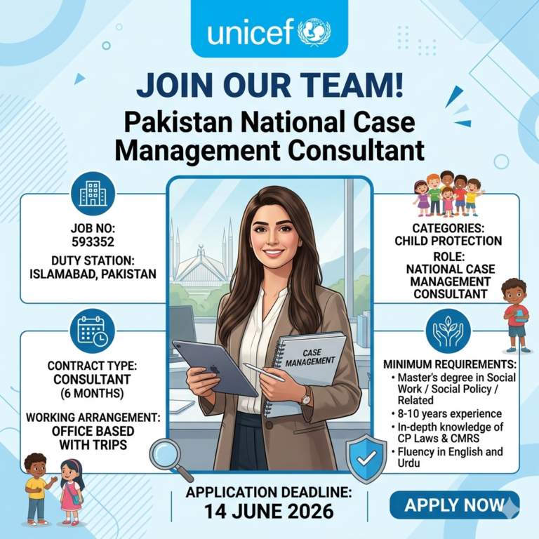 UNICEF Pakistan Job Alert National Case Management Consultant